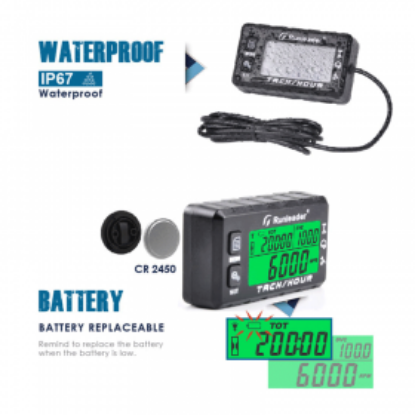 Picture of Digital Tach Hour Meter Marine Type - Multifunctional with Backlight LCD and Replaceable Battery