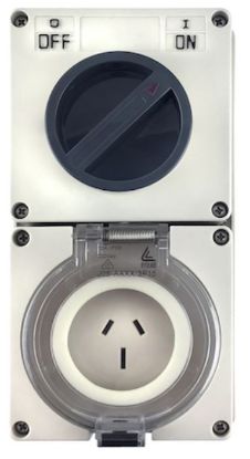 Picture of Switched Wall Outlet Socket 3 Pin 15A PDL Type IP66